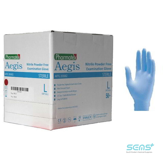 Aegis Nitrile Powder Free Exam Gloves Sterile Large 8-8.5