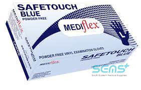 Blue Vinyl Powder Free Gloves Small Food Handling