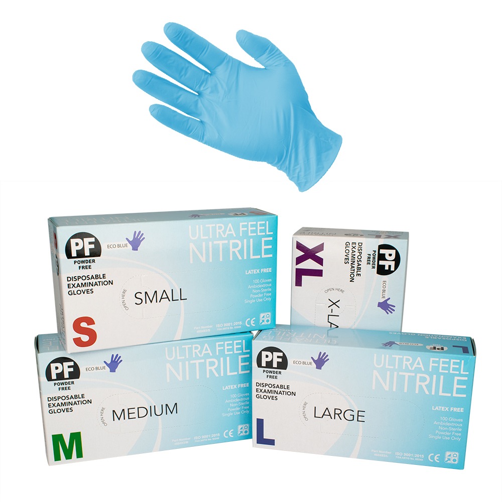 Ultra Feel Blue Nitrile Powder Free Disposable Exam Glove