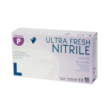 Ultra Fresh Blue Nitrile Powdered Exam Glove